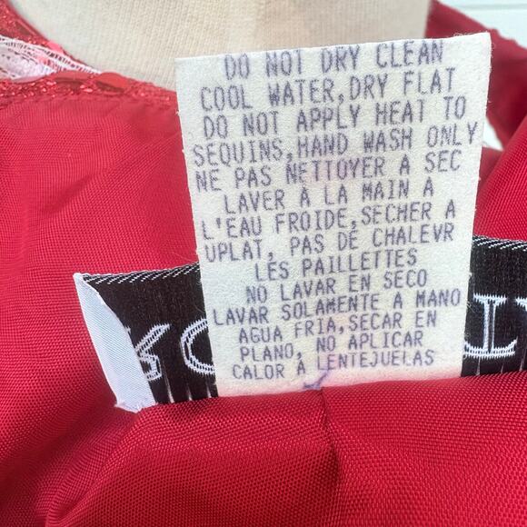 VTG 90s Y2K Roberta Red Sequins Mini Dress Sz 3/4 Sweetheart Neck Bodycon Glam - Picture 9 of 10